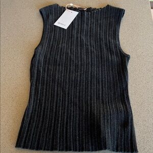 Quince Black Ribbed Sleeveless Top